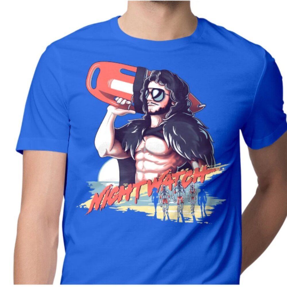 NEW Jon Snow Parody Night Watch Baywatch Nightwatch Game of Thrones Tee Shirt